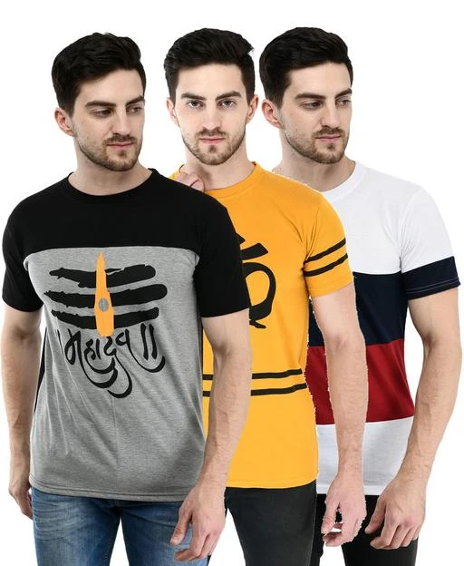 Checkout this latest Tshirts
Product Name: *Classic Latest Men Tshirts*
Fabric: Cotton Blend
Sleeve Length: Short Sleeves
Pattern: Printed
Multipack: 3
Sizes:
S (Chest Size: 36 in, Length Size: 26.5 in) 
M (Chest Size: 38 in, Length Size: 27.5 in) 
L (Chest Size: 40 in, Length Size: 28.5 in) 
XL (Chest Size: 42 in, Length Size: 29.5 in) 
Country of Origin: India
Easy Returns Available In Case Of Any Issue


Catalog Rating: ★3.9 (72)

Catalog Name: Classic Fabulous Men Tshirts
CatalogID_11678902
C70-SC1205
Code: 415-47293864-9971