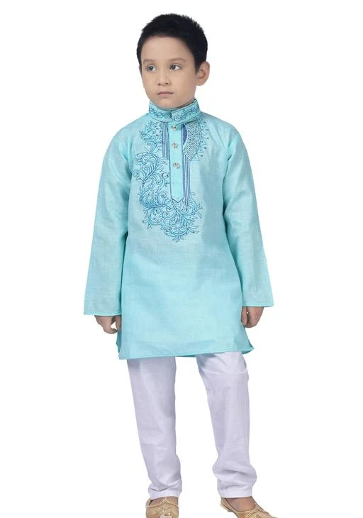 Checkout this latest Kurta Sets
Product Name: *Cute Fancy Kids Boys Kurta Sets*
Top Fabric: Khadi Cotton
Bottom Fabric: Cotton
Sleeve Length: Long Sleeves
Bottom Type: pyjamas
Top Pattern: Embroidered
Net Quantity (N): 1
NFC CREATION BOYS COTTON KURTA PYJAMA SET
Sizes: 
6-12 Months (Chest Size: 21 in, Top Length Size: 16 in, Bottom Length Size: 16 in) 
1-2 Years (Chest Size: 23 in, Top Length Size: 17 in, Bottom Length Size: 18 in) 
2-3 Years (Chest Size: 24 in, Top Length Size: 18 in, Bottom Length Size: 20 in) 
3-4 Years (Chest Size: 25 in, Top Length Size: 20 in, Bottom Length Size: 22 in) 
4-5 Years (Chest Size: 26 in, Top Length Size: 22 in, Bottom Length Size: 24 in) 
5-6 Years (Chest Size: 27 in, Top Length Size: 24 in, Bottom Length Size: 26 in) 
6-7 Years (Chest Size: 29 in, Top Length Size: 26 in, Bottom Length Size: 28 in) 
7-8 Years (Chest Size: 31 in, Top Length Size: 28 in, Bottom Length Size: 30 in) 
8-9 Years (Chest Size: 32 in, Top Length Size: 30 in, Bottom Length Size: 32 in) 
9-10 Years (Chest Size: 34 in, Top Length Size: 32 in, Bottom Length Size: 34 in) 
Country of Origin: India
Easy Returns Available In Case Of Any Issue


SKU: NCKP2012_sea green
Supplier Name: NFC CREATION

Code: 203-47334564-994

Catalog Name: Tinkle Funky Kids Boys Kurta Sets
CatalogID_11691685
M10-C32-SC1170