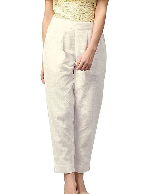 Checkout this latest Trousers & Pants
Product Name: *Trendy Regular Fit Cotton Blend Trouser Pants For Women's  *
Fabric: Cotton
Pattern: Solid
Net Quantity (N): 1
Sizes: 
28, 30 (Waist Size: 30 in, Length Size: 38 in, Hip Size: 36 in) 
32 (Waist Size: 32 in, Length Size: 38 in, Hip Size: 38 in) 
34 (Waist Size: 34 in, Length Size: 38 in, Hip Size: 40 in) 
36 (Waist Size: 36 in, Length Size: 38 in, Hip Size: 42 in) 
Presents this amazing range of Women Pants soft and solid colors that looks perfect for regular wear. These apparels are very stylish and comfortable too. Showcasing formal as well as casual cotton trouser pants, which goes well with both the tops as well as kurtas. And gives a smart and classy look. MATERIAL : Cotton. QUANTITY : 1 Trouser/Pant. Washing and care instructions : First wash in Salt Water.Gentle hand wash or quick cycle machine wash in cold water using a mild detergent. Do not soak or tumble dry. Dry in shade. It is recommended to hand wash the product separately or wash with similar colors apparels. The first wash is preferred to be dry clean. Use lukewarm iron and dry in shade. STYLE : Cotton Regular Fit Trousers/Pants For Women’s SIZE : Medium(M)-Waist-30