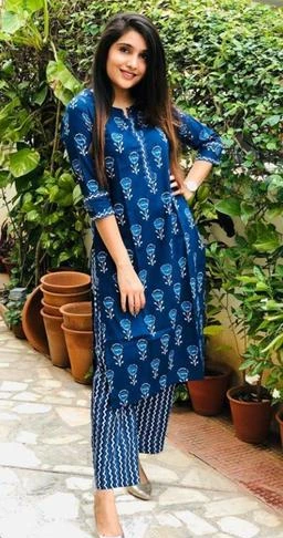 Women's Fashion Rayon Kurti with Palazzo Pants Set – www.