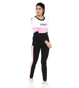 Women's Pack of 2 Black Printed Winter Track Suits