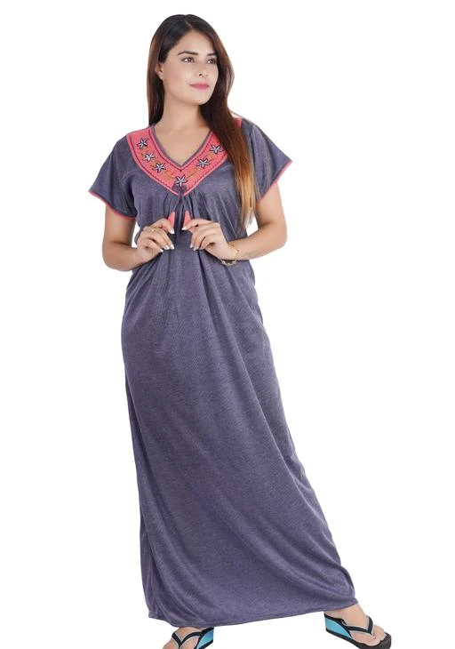 Buy NACNO Women's Hosiery Cotton Front Open Nighty/Maxi/Nightgown