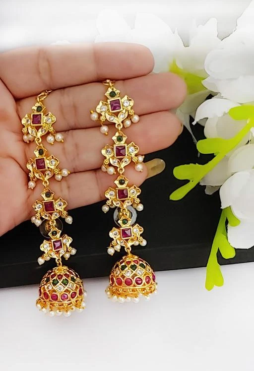 Buy Ishhaara Gold Wedding Earrings Huge Lakshmi Original Kempu Jhumka For  Women And Girls ISHTJ21 Online at Best Prices in India  JioMart