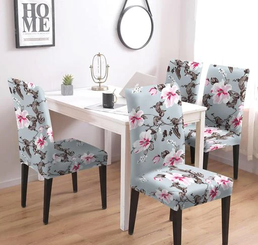 Checkout this latest Chair Cover
Product Name: *Attractive Slipcovers Elastic Printed Stretchable Dining Chair Covers Set of 4 (Grey Pink Flowers) *
Fabric: Polycotton
Print or Pattern Type: Floral
Product Breadth: 22 cm
Product Height: 6 cm
Product Length: 18 cm
Net Quantity (N): 4
Magic Universal Dining Chair Covers Set of 4 will bloom your dining table with their HD printed designs and vibrant colors to your dining space and it will look more attractive and charming. MATERIAL - Made of Environment Friendly, very soft, high quality breathable & stretchable polycotton fabric that is easily washable. It fits the size of your chair and still maintains a very good look and feel. HIGH QUALITY - The elastic and elastic fabric both are of high quality with HD quality prints which makes it premium and more lively. You gonna surely love these. UNIVERSAL SIZE - It fits most of the Indian Dining Chairs and other chairs and the best thing is the range of sizes it fits. Chair Back Height: Approx. 45-60cm (20-24 inch) Width: Approx. 38-48cm (16-20 inch) Chair Face (Seat) Length: 38-48cm (16-20 inch) Country of Origin: India
Country of Origin: India
Easy Returns Available In Case Of Any Issue


SKU: CC-GREYPINKFLOWERS-4
Supplier Name: Royal Happy Texo

Code: 399-48322091-9942

Catalog Name: Attractive Slipcovers(Sofa, Table Covers) Elastic Printed Stretchable Dining Chair Covers Set of 4 
CatalogID_11992299
M08-C24-SC3106