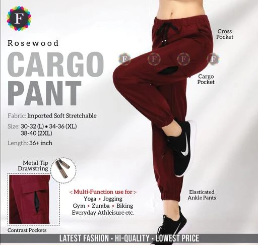 Checkout this latest Trousers & Pants
Product Name: *Hi Fashion latest designer stylish stretchable casual look Cargo Pant ROSEWOOD Women’s Cargo in Best Price *
Fabric: Lycra
Pattern: Solid
Net Quantity (N): 1
Sizes: 
30 (Waist Size: 30 in, Length Size: 36 in, Hip Size: 36 in) 
32 (Waist Size: 32 in, Length Size: 36 in, Hip Size: 38 in) 
34 (Waist Size: 34 in, Length Size: 36 in, Hip Size: 40 in) 
36 (Waist Size: 36 in, Length Size: 36 in, Hip Size: 42 in) 
38 (Waist Size: 38 in, Length Size: 36 in, Hip Size: 44 in) 
40 (Waist Size: 40 in, Length Size: 36 in, Hip Size: 46 in) 
Hi Fashion exclusive range of Latest Fashion / Trending Fashion High Quality Garment made of soft IMPORTED STRETCHABLE fabric designer Cargo Pant in Best Price direct from manufacturer. Look Fresh, Fashionable, Modern and Glamorous in this Pretty good quality women’s Cargo Pant at amazingly low price. This new arrival beautiful Stylish and Elegant Look / Trendy Look / Casual Look / Cool Look beautiful popular Cargo Pant collection bear a chic look & unique design. This apparel for women comfortable and relaxed fit has 4 POCKETS AND DRAWSTRING WITH METAL TIP. Match it with different Crop Top, Bralette, T-Shirts or Top to enhance the look. Ladies and Girl can wear in many occasion like Evening Party, College Party, Holidays, Summer Seasons or all season, or even in every day use, day or night and outing also. This is Casual Wear, College Wear,  Holidays Wear, Western Wear, Summer Wear, Daily Wear. We are offering our products at most reasonable and on discount price.
Country of Origin: India
Easy Returns Available In Case Of Any Issue


SKU: 19476245
Supplier Name: Hi Fashion

Code: 715-48428945-999

Catalog Name: Classy Designer Women Women Trousers 
CatalogID_12024696
M04-C08-SC1034