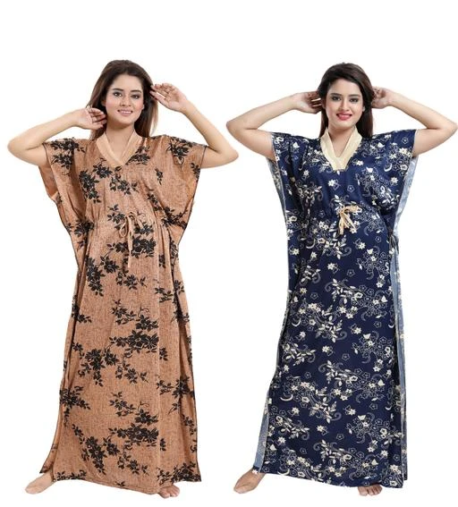 Checkout this latest Nightdress
Product Name: *KHOOBS Women's Nighty Combo*
Fabric: Satin
Sleeve Length: Short Sleeves
Pattern: Printed
Net Quantity (N): 2
Add ons: Robe
Sizes:
Free Size (Length Size: 55 in) 
Good quality  night dress nighty  for you . its give you comfort and classy look
Country of Origin: India
Easy Returns Available In Case Of Any Issue


SKU: SWN6233-5998A
Supplier Name: KHOOBS

Code: 964-48588957-999

Catalog Name: Inaaya Stylish Women Nightdresses
CatalogID_12075777
M04-C10-SC1044