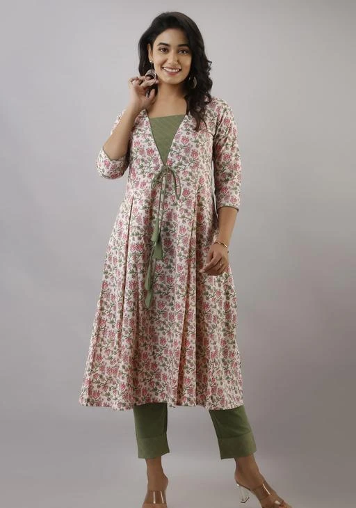Checkout this latest Kurta Sets
Product Name: *Aagyeyi Refined Women Kurta Sets*
Kurta Fabric: Cotton
Bottomwear Fabric: Cotton
Fabric: No Dupatta
Sleeve Length: Three-Quarter Sleeves
Set Type: Kurta With Bottomwear
Bottom Type: Pants
Pattern: Printed
Sizes:
L (Bust Size: 40 in, Kurta Waist Size: 38 in, Kurta Length Size: 46 in, Bottom Waist Size: 32 in, Bottom Hip Size: 34 in, Bottom Length Size: 38 in) 
XL (Bust Size: 42 in, Kurta Waist Size: 40 in, Kurta Length Size: 46 in, Bottom Waist Size: 34 in, Bottom Hip Size: 36 in, Bottom Length Size: 38 in) 
XXL (Bust Size: 44 in, Kurta Waist Size: 42 in, Kurta Length Size: 46 in, Bottom Waist Size: 36 in, Bottom Hip Size: 38 in, Bottom Length Size: 38 in) 
An amazing range of Women Kurta With Pant Set in soft and solid colors that looks perfect for regular wear. With beautiful designs and patterns, these apparels are very stylish and comfortable too. Get rid of the 'regular' look this season wearing this Kurta by Bawriattire. With a perfect blend of comfort and traditional style, This Light Pink Floral Print Anarkali Kurta With Pant Set From Bawriattire exhibits , Embillished with Dori on yoke and Contrast Borders along with 3/4th Sleeves and V-Neck. Tailored from Kurta - Cotton Fabric, Pant - Cotton Slub Fabric, this Kurta will keep you at ease all day long. Team this Kurta with Jeans, Leggings, Trousers, Pants or Palazzos.Disclaimer : There might be slight variation in the actual color of the product due to different screen resolutions.
Country of Origin: India
Easy Returns Available In Case Of Any Issue


SKU: 303BAWKRPNT
Supplier Name: -BAWRI

Code: 996-48641507-9963

Catalog Name: Aagyeyi Refined Women Kurta Sets
CatalogID_12091637
M03-C04-SC1003