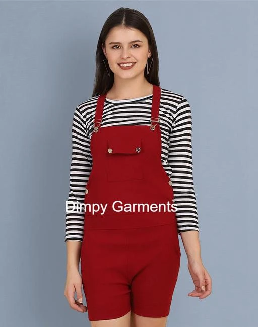 fcity.in Dimpy Garments Maroon Cotton Lycra Women Short Dungaree Dress With