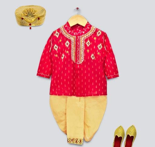 Checkout this latest Sherwanis
Product Name: *Cute Comfy Kids Boys Sherwanis*
Pattern: Embroidered
Net Quantity (N): 1
The set consists as per image Perfect dress for Rice Ceremony, popular as Annaprasana ,Mukhe Bhaat in West Bengal, bhaatkhulai  and Choroonu in Kerala . The perfect pick for your little one for marriages, weddings,Ramadan, eid, diwali, Navratri, dussehra, pooja, onam, pongal, ganesha, yugadi . This Dhoti kurta Panjabi or sherwani set made of 100% Pure Cotton. It is recommended that washing with a mild detergent, followed by starching and then hanging them to dry in a shaded area. Product Sold by Mustmom, is India's largest and most trusted baby care brand. When it comes to the needs of their little ones, countless moms can vouch for the convenience, safety, and quality that is synonymous with Mustmom. We put our hearts and souls into enhancing the parenting experience; a whole lot of care goes into each of our products.
Sizes: 
9-12 Months
Country of Origin: India
Easy Returns Available In Case Of Any Issue


SKU: CF135F3114160AR
Supplier Name: mustmom

Code: 455-48897216-0062

Catalog Name: Cutiepie Classy Kids Boys Sherwanis
CatalogID_12171079
M10-C32-SC1172
