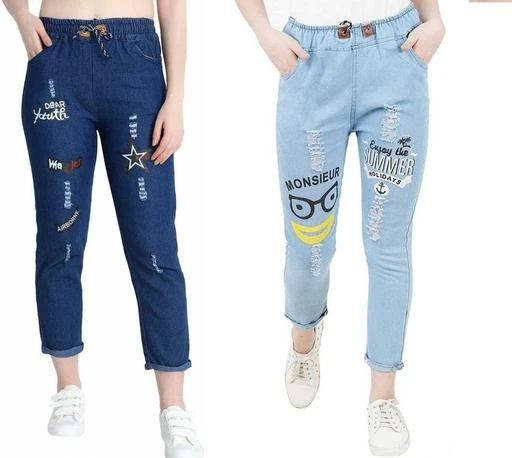 Checkout this latest Jeans
Product Name: * Denim Jeans/Jogger Elastic Waist Drawstring Stretch Side Pockets Star Dark and Summer Light Casual Jeans  Pack Of 2*
Fabric: Denim
Surface Styling: Printed
Net Quantity (N): 2
Sizes:
26 (Waist Size: 26 in, Length Size: 36 in) 
28 (Waist Size: 28 in, Length Size: 36 in) 
30 (Waist Size: 30 in, Length Size: 36 in) 
Jogge Stylish & well fitted women Denim Jeans with , apt for casual,Jeans evening & weekend wear.Presents An Exclusive Range Of Jogger For Women. This Beautiful jogger Bears A Sophisticated Look And It Enhance Regular jogger ,, Denim Fabric, Solid Pattern & Jeans Closure On Front. Add This jogger To Your Wardrobe And Match It With Different Colors Of Jogger/Jeans Or To The Cool Look Jogger/Jeans women .
Country of Origin: India
Easy Returns Available In Case Of Any Issue


SKU: Star Dark And Summer Light Blue Jeans Combo 26
Supplier Name: Attire fashion

Code: 183-49143911-994

Catalog Name: Classic Elegant Women Jeans
CatalogID_12242308
M04-C08-SC1032