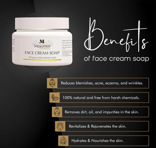 Checkout this latest Cleansers
Product Name: *Mojomee Hydrating Face Cream *
Product Name: Mojomee Hydrating Face Cream 
Brand Name: 5Days
Type: Foam
Net Quantity (N): 1
Add On: Cleanser
Mojomee Hydrating Face Cream Soap - Does your face wash irritate your skin and strips off the natural oils? Looking for a natural Facewash to include in your skincare? Well, well, well, you landed in the right place. We present to you our new Face cream soap. Mojomee face cream soap contains 100% natural ingredients to protect your beautiful face. It is full of antioxidants and hydrating agents to bring your youthful skin back. It will help you fight acne and reduce blemishes. It helps to regenerate new skin cells and fight pollution and radicals. What are you thinking? Scroll down to find some more reasons to include it in your skincare. Some more reasons to include MojoMee Face Cream Soap in your skincare - •Reduces blemishes, acne, eczema, and wrinkles. •Revitalizing •Hydrating and nourishing •Removes dirt, oil, and impurities •100% natural and free from harsh chemicals
Country of Origin: India
Easy Returns Available In Case Of Any Issue


SKU: MJM0022
Supplier Name: MIRACLE BEAUTY CONCEPTS

Code: 213-49166882-093

Catalog Name:  Superior Hydrating Cleansers
CatalogID_12249271
M07-C20-SC1241