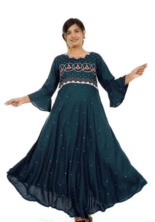 Checkout this latest Gowns
Product Name: *Women's Long Flared Embroidered Rayon Sea Green Gown *
Fabric: Rayon
Sleeve Length: Three-Quarter Sleeves
Pattern: Embellished
Multipack: 1
Sizes:
M, L, XL, XXL
Country of Origin: India
Easy Returns Available In Case Of Any Issue


Catalog Rating: ★4 (8)

Catalog Name: Women's Long Flared Embroidered Rayon Blue Gown 
CatalogID_12271529
C79-SC1289
Code: 883-49248161-9991