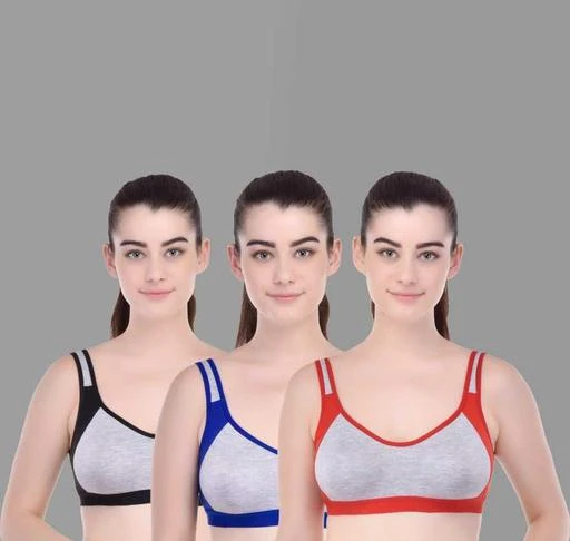 Checkout this latest Sports Bra
Product Name: *Comfy Women Sports Bra*
Fabric: Hosiery
Color: Multicolor
Coverage: Full
Closure: Slip-on
Net Quantity (N): 3
Occassion: Everyday
Padding: Non Padded
Print or Pattern Type: Solid
Seam Style: Seamed
Straps: Regular
Type: Sports Bra
Wiring: Non Wired
Add On: Straps
Pack of 3.Sports Bra Best Quality.
Sizes: 
28A, 30A, 32A, 36A, 38A, 40A
Country of Origin: India
Easy Returns Available In Case Of Any Issue


SKU: 3 Sports Bra 
Supplier Name: Make it easy

Code: 771-49326497-562

Catalog Name: Comfy Women Sports Bra
CatalogID_12294825
M04-C54-SC1409