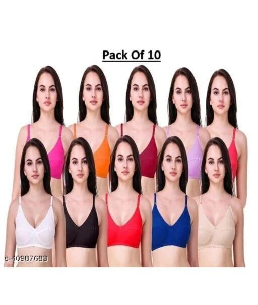 Checkout this latest Bra
Product Name: *Stylish Women Bra*
Fabric: Cotton Blend
Print or Pattern Type: Solid
Padding: Non Padded
Type: Everyday Bra
Wiring: Non Wired
Seam Style: Seamed
Multipack: 10
Add On: Hooks
Sizes:
28A, 30A (Underbust Size: 29 in, Overbust Size: 31 in) 
32A, 28B, 30B, 32B, 28C, 30C, 32C, 28D, 30D, 32D, S
Country of Origin: India
Easy Returns Available In Case Of Any Issue


SKU: BD -- 00 non pad bra -- pack of 10
Supplier Name: BIG DEAL ELECTRONICS

Code: 493-49665118-999

Catalog Name: Fancy Women Bra
CatalogID_12398653
M04-C09-SC1041