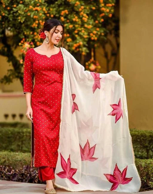 Checkout this latest Dupatta Sets
Product Name: *Trending Attractive Rayon Floral Printed Gotta Lace Work Kurta Kurti with Red Palazzo Pant And Dupatta Set*
Kurta Fabric: Rayon
Fabric: Rayon
Bottomwear Fabric: Rayon
Sleeve Length: Three-Quarter Sleeves
Pattern: Printed
Set Type: Kurta with Dupatta and Bottomwear
Stitch Type: Stitched
Net Quantity (N): Single
Trending Attractive Rayon Floral Printed Gotta Lace Work Kurta Kurti with Red Palazzo Pant And Dupatta Set
Sizes: 
S, M (Bust Size: 38 in, Bottom Length Size: 40 in, Shoulder Size: 14.5 in) 
L (Bust Size: 40 in, Bottom Length Size: 40 in, Shoulder Size: 15 in) 
XL (Bust Size: 42 in, Bottom Length Size: 40 in, Shoulder Size: 15.5 in) 
XXL (Bust Size: 44 in, Bottom Length Size: 40 in, Shoulder Size: 16 in) 
Country of Origin: India
Easy Returns Available In Case Of Any Issue


SKU: SPRedDotAchoSet
Supplier Name: KEEP CART

Code: 696-49682619-0052

Catalog Name: Banita Fabulous Women Dupatta Sets
CatalogID_12403776
M03-C52-SC1853