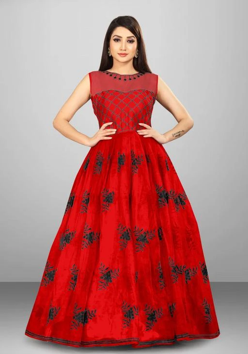 Checkout this latest Gowns
Product Name: *New Designer Red Gown For Women*
Fabric: Net
Sleeve Length: Sleeveless
Pattern: Embroidered
Net Quantity (N): 1
Sizes:
Free Size (Bust Size: 44 in, Length Size: 56 in, Waist Size: 42 in, Hip Size: 46 in, Shoulder Size: 24 in) 
Drashti Fashion Name is enough to delight women. Our designer designed special collection Gown for Indian Women to wear in party and all festive season. This is perfect gift to your Special Person. Gown Fabric Net Gown Embroidery pattern. Choli Fabric Art Satin. with this fabric Gown is looks so elegant. with Designer  Work. This Gown Has “Six” different Colors so your favorite and get attraction in every events. Color is slight different due to your visual setting of monitor and mobile screen. Style Tip: For an elegant look, Long this Lehenga Choli, with statement earrings & high heels. For a Stylish look, Material & Care: Dry clean only.
Country of Origin: India
Easy Returns Available In Case Of Any Issue


SKU: Kavya Gown - Red
Supplier Name: WEONE CREATION

Code: 924-49739757-9921

Catalog Name: Fancy Partywear Women Gowns
CatalogID_12420772
M04-C07-SC1289