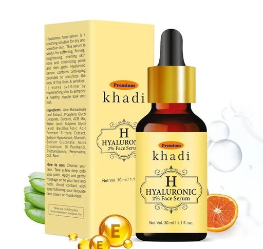 Checkout this latest Face Oil & Serums
Product Name: *Premium Khadi Hyaluronic Face Serum Enriched with Vitamin C & E For young, radiant & Glowing Skin 30m*
Product Name: Premium Khadi Hyaluronic Face Serum Enriched with Vitamin C & E For young, radiant & Glowing Skin 30m
Brand Name: Khadi
Skin Type: All Skin Types
Flavour: Vitamin C
Net Quantity (N): 1
Concern: Whitening
Vitamin C face serum also helps shrink pores, clear up acne, prevent breakouts and minimize the appearance of acne scars
Country of Origin: India
Easy Returns Available In Case Of Any Issue


SKU: PM-07
Supplier Name: AYNTA DREAM

Code: 312-49874939-057

Catalog Name: Khadi New Collections Of Face Oil & Serums
CatalogID_12460860
M07-C21-SC5626