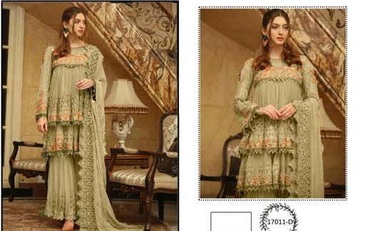 Checkout this latest Semi-Stitched Suits
Product Name: *Stylish Light Green Colour Latest Pakistani Design Sharara Style*
Top Fabric: Georgette
Lining Fabric: Shantoon
Bottom Fabric: Georgette
Dupatta Fabric: Nazneen
Pattern: Embroidered
Net Quantity (N): Single
Top:- Gorget, , Bottom:-Gorget, Inner:-Santoon, Dupatta:-Najmin
Sizes: 
Semi Stitched (Top Bust Size: Up To 46 in, Top Length Size: 49 in, Bottom Length Size: 2 in, Dupatta Length Size: 2 in) 
Un Stitched, Free Size
Country of Origin: India
Easy Returns Available In Case Of Any Issue


SKU: 17011-D
Supplier Name: SIMNANI TEXTILE

Code: 2421-50058856-5652

Catalog Name: Chitrarekha Superior Semi-Stitched Suits
CatalogID_12515621
M03-C05-SC1522