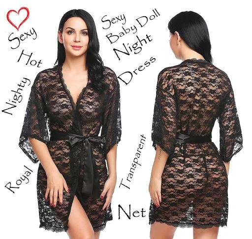 Checkout this latest Nightdress
Product Name: *Inaaya Attractive Women Nightdresses*
Fabric: Net
Sleeve Length: Three-Quarter Sleeves
Pattern: Embroidered
Net Quantity (N): 1
Sizes:
S, M, L
Babydoll dress & Panty|Nightwear/Lingerie/Negligee |Hot & Sexy for Couples Honeymoon/First Night/Anniversary |for Women/Ladies/Girls.Care Instructions: Hand Wash, do not dry clean or bleach or tumble dry, Dry in shade.Fabric: Comfortable Soft Net and Imported Thinnest smooth Spandex finish sliding. Comfortable fit for most women/girls. This bodysuit lingerie is made of soft net.Comfortable & Breathable - Love, closeness and coziness. The soft and skin-friendly fabric ensures the comfort during the loving moment Size : FREE . One Size fits most (Bust : 28 to 34 inch) Style: Alluring see through women lingerie/bikini set, Super Hot & Sexy Women babydoll lingerie with panty. simple yet tasteful, sexy yet graceful. Occasion: Perfect for Bedroom, Special nights, Nightwear, Valentine's day dress, Honeymoon. Perfect gift for ladies, wife and girlfriend on valentine's day, wedding night, honeymoon or every hot night.
Country of Origin: India
Easy Returns Available In Case Of Any Issue


SKU: BD-S9-BK--1
Supplier Name: ELEGANT SHOPPE

Code: 853-50099715-997

Catalog Name: Siya Alluring Women Nightdresses
CatalogID_12526866
M04-C10-SC1044