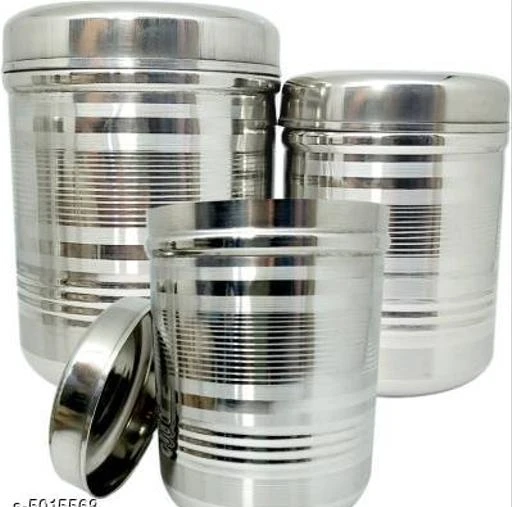 Checkout this latest Jars & Containers_500-1000
Product Name: *bartan hub Container set stainless steel (3pc) - 1000 ml, 800 ml, 500 ml Steel Tea Coffee & Sugar Container  (Pack of 3, Silver) *
Material: Polypropylene &  Steel
Capacity: Large-  1000 ml Medium - 800 ml Small- 500 ml
Description:  It has 3 Pieces Of  Grocery Container
Country of Origin: India
Easy Returns Available In Case Of Any Issue


SKU: 4
Supplier Name: bartan hub

Code: 864-5015568-339

Catalog Name: Elite Trendy Home & Kitchen Utilities Vol 14
CatalogID_736467
M08-C23-SC1428