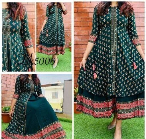 Checkout this latest Kurtis
Product Name: *RAYON BEAUTIFUL PRINTED PREETY LOOK INNER OUTER STYLE LONG ANARKALI KURTA*
Fabric: Rayon
Sleeve Length: Three-Quarter Sleeves
Pattern: Printed
Combo of: Single
Sizes:
M (Bust Size: 38 in, Size Length: 50 in) 
L (Bust Size: 40 in, Size Length: 50 in) 
XL (Bust Size: 42 in, Size Length: 50 in) 
XXL (Bust Size: 44 in, Size Length: 50 in) 
XXXL (Bust Size: 46 in, Size Length: 50 in) 
(1)FABRIC CARE -HAND WASH WITH CARE (2)FABRIC- RAYON (3)LENGTH-50 (4)WORK- PRINNTED 
Country of Origin: India
Easy Returns Available In Case Of Any Issue


SKU: HTE&H4001_GREEN GOLD PRINTDE INNER OUTER STYLE FLARED GOWN
Supplier Name: HASHTAG ENTERPRISES

Code: 675-50217099-999

Catalog Name: Charvi Graceful Kurtis
CatalogID_12565173
M03-C03-SC1001