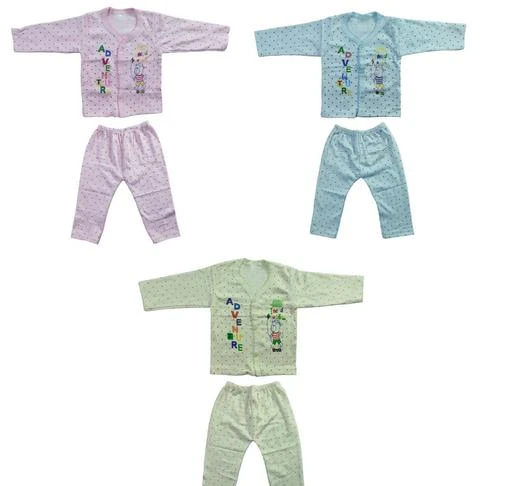 Checkout this latest Clothing Set
Product Name: *Modern Stylus Boys Top & Bottom Sets*
Top Fabric: Cotton Blend
Bottom Fabric: Cotton Blend
Sleeve Length: Long Sleeves
Top Pattern: Printed
Bottom Pattern: Printed
Net Quantity (N): Pack Of 3
Add-Ons: No Add Ons
Sizes:
3-6 Months (Top Chest Size: 18 in, Top Length Size: 12 in, Bottom Waist Size: 15 in, Bottom Length Size: 13.5 in) 
Baby Boys & Baby Girls Casual T-shirt Pyjama  (Multicolor)
Country of Origin: India
Easy Returns Available In Case Of Any Issue


SKU: MMKGSUIT030090068A
Supplier Name: MMShopy

Code: 363-50310476-995

Catalog Name: Modern Comfy Boys Top & Bottom Sets
CatalogID_12593832
M10-C32-SC1182
