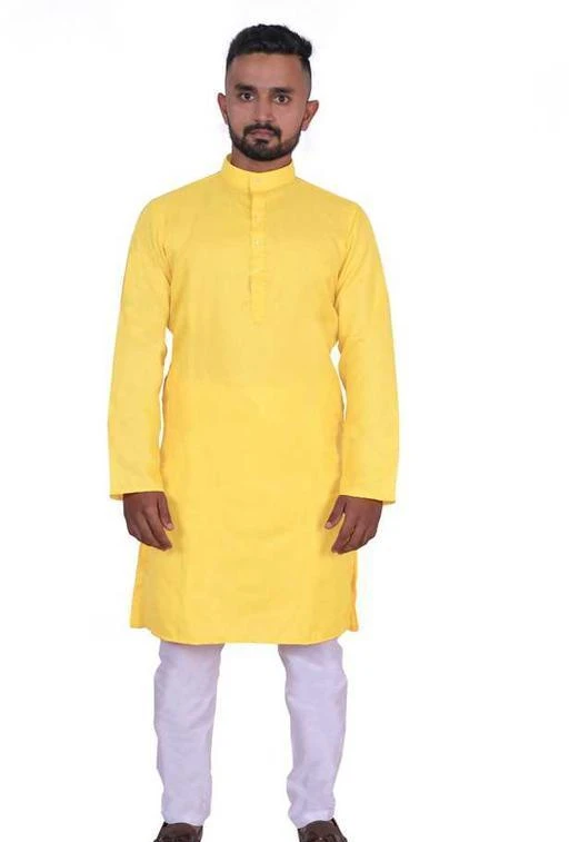 Checkout this latest Kurta Sets
Product Name: *Stylish Cotton Men's Kurta Set*
Top Fabric: Cotton
Bottom Fabric: Cotton
Scarf Fabric: No Scarf
Sleeve Length: Long Sleeves
Bottom Type: Straight Pajama
Stitch Type: Stitched
Pattern: Solid
Sizes:
XXS, XS, S (Chest Size: 39 in, Top Length Size: 28 in, Bottom Waist Size: 28 in, Bottom Length Size: 30 in) 
M (Chest Size: 41 in, Top Length Size: 39 in, Bottom Waist Size: 28 in, Bottom Length Size: 30 in) 
L (Chest Size: 43 in, Top Length Size: 30 in, Bottom Waist Size: 28 in, Bottom Length Size: 30 in) 
XL (Chest Size: 45 in, Top Length Size: 31 in, Bottom Waist Size: 28 in, Bottom Length Size: 30 in) 
XXL (Chest Size: 47 in, Top Length Size: 31 in, Bottom Waist Size: 28 in, Bottom Length Size: 30 in) 
Country of Origin: India
Easy Returns Available In Case Of Any Issue


SKU: LIGHT_YELLOW_SIMPLE_KURTA_WITH_PAJAMA
Supplier Name: STEP SHOES

Code: 693-5099174-0411

Catalog Name: Classy Stylish Cotton Men's Kurta Sets
CatalogID_751699
M06-C18-SC1201
.