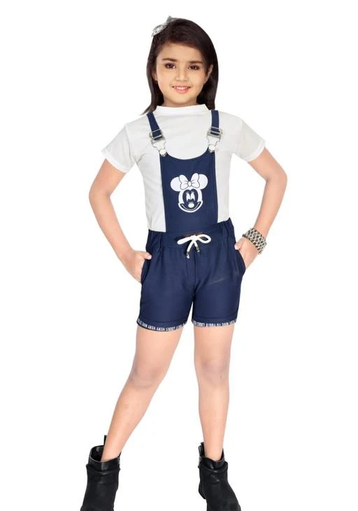  Cutie Stylish Mickey Denim Girl Skirt Dungaree With Tshirt Pretty