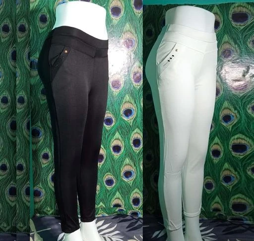 Checkout this latest Jeggings
Product Name: *Gorgeous Fabulous Women Jeggings*
Fabric: Spandex
Pattern: Solid
Net Quantity (N): 2
Girls and Women's Regular Slim fit Jeggings Very nice and comfortable like Office formal pants Good quality fabric and it's stretchable pant free size best fitting and comfort for waist 26-32 Solid, slim, comfy and fashion casual pants, suitable for many occasions, no fading and no deformation, Fully Designed this Jeggings for ladies tops Girls and women formal shirt and use this pants Joggings Yoga and office use and also partywear.Stylish and stretchable Slim skinny fit Jeggings formal pants for Girls and Women Free size Best Fittings for waist 26-32 size, 11-12 Years 12-13 Years Girls 13-14 Years, 14-15 Years 15-16 Years 16-18 Years Girls and womens stylish and stretchable skinny slim regular fit Jeggings this is new jagging in 6 colors Blue, Beige, Grey, Black, White and Maroon This is Ankle length Jegging (38 Inches) this pants not full length perfect for casual wear, Perfect for office girls and school college girls, Material Composition::90% Polyester 10% Spandex::4 way Stretchable
Sizes: 
24 (Waist Size: 24 in, Length Size: 38 in) 
26 (Waist Size: 24 in, Length Size: 38 in) 
30 (Waist Size: 30 in, Length Size: 38 in) 
Country of Origin: India
Easy Returns Available In Case Of Any Issue


SKU: whiteandblackplainjeggings
Supplier Name: Parihar Bazaar

Code: 893-51877147-999

Catalog Name: Fancy Glamarous Women Jeggings
CatalogID_13069896
M04-C08-SC1033