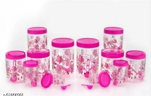 Checkout this latest Jars & Containers_1000-1500
Product Name: *Stylo Jars & Containers*
Material: Plastic
Type: Disposable Food Containers
Features: Airtight
Product Breadth: 10 Cm
Product Height: 10 Cm
Product Length: 10 Cm
Pack Of: Pack Of 12
 100% Safe to Use Storage Jars: These jars are made of high quality food gradable and BPA free plastic. These jars are odour free, unbreakable and See through lid is air tight for ensuring the freshness of the contents to be intact for a long period of time. Please note that the jars have been made only from the US FDA approved food grade plastic. Help In Organising Your Kitchen: The box comes with 12 jars in different sizes for storing variety of items like Spices, Pluses, Tea, Coffee, Snacks. It is easy to recognize the food items kept inside without opening the lid of jar as these jars have glass like transparency. 
Country of Origin: India
Easy Returns Available In Case Of Any Issue


SKU: Pink-12
Supplier Name: Crystal Store

Code: 915-52056568-9941

Catalog Name: Trendy Jars & Containers
CatalogID_13124797
M08-C23-SC2252