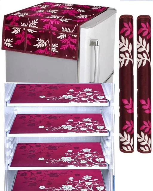 Checkout this latest Fridge Cover
Product Name: *FRC DECOR Exclusive Combo of 1 Cotton Fridge Top Cover, 1 Cotton Fridge Handle Cover, 3 Fridge Mats (5 Pcs Set)*
Material: Cotton
Type: Fridge Combo's
Set: Fridge Top+Handle Cover+Fridge Mat
Product Breadth: 94 cm
Product Length: 56 cm
Product Height: 2 cm
Net Quantity (N): 1
We bring the super saver value combo pack for your home & kitchen. Give a complete makeover to your fridge with our fridge cover combo pack which comes with 100% cotton material fridge top cover, fridge handle cover and PVC material multipurpose fridge mats which can be used as table placemats, drawer mat, bookshelves mat etc. It protects your fridge top, fridge handle which is the most touched part of the fridge and inside, fridge mat matching design with fridge cover and fridge handle with give a unique look to your fridge and will make it center of attraction in your kitchen and home.
Country of Origin: India
Easy Returns Available In Case Of Any Issue


SKU: WINE PATI 4 WINE MAT 2H
Supplier Name: Avl EVERGREEN

Code: 891-52056973-005

Catalog Name: Essential Fridge Cover
CatalogID_13124919
M08-C25-SC2693