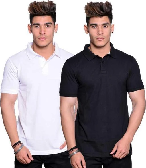 QUVYARTS Soft Cotton Polo T-Shirts for Men(Pack of 2)