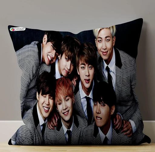 CHHAAP BTS Cushion Bts Pillow (12X12 Inch) Printed Cushion Cover With  Filler Gift for Boys Girls