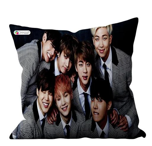 CHHAAP BTS Cushion Bts Pillow (12X12 Inch) Printed Cushion Cover With  Filler Gift for Boys Girls