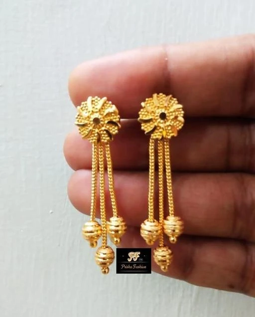 Stylish sui dhaga gold deals earrings new design