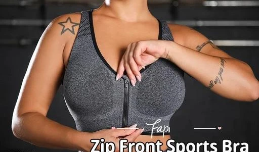  Women Padded Sports Zipper Sports Bras For Large