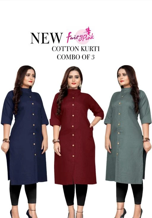 Checkout this latest Kurtis
Product Name: *FAIRYPINK KURTI*
Fabric: Cotton
Sleeve Length: Short Sleeves
Pattern: Solid
Combo of: Combo of 3
Sizes:
S (Bust Size: 36 in, Size Length: 44 in) 
M (Bust Size: 38 in, Size Length: 44 in) 
L (Bust Size: 40 in, Size Length: 44 in) 
XL (Bust Size: 42 in, Size Length: 44 in) 
XXL (Bust Size: 44 in, Size Length: 44 in) 
NEW FAIRYPINK COTTON KURTI
Country of Origin: India
Easy Returns Available In Case Of Any Issue


SKU: FP 30  NEVYBLUE MAROON GREY
Supplier Name: FAIRYPINK

Code: 565-52946198-9961

Catalog Name: Abhisarika Fashionable Kurtis
CatalogID_13406105
M03-C03-SC1001