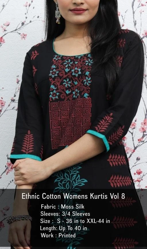 Checkout this latest Kurtis
Product Name: *Women's Printed Black Cotton Kurti*
Fabric: Cotton
Sleeve Length: Three-Quarter Sleeves
Pattern: Printed
Combo of: Single
Sizes:
S, M, L, XL, XXL
Country of Origin: India
Easy Returns Available In Case Of Any Issue


SKU: RF-2567
Supplier Name: Riya Fashion

Code: 343-5305029-858

Catalog Name: Women's Printed Cotton Kurtis
CatalogID_787748
M03-C03-SC1001