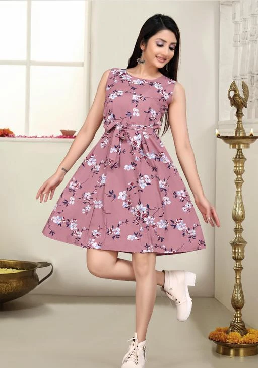 Women Fit And Flare Onepiece Frock Multicolour Dress / Trendy Feminine  Women Dresses