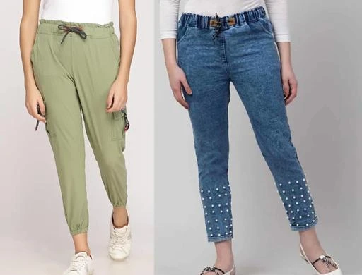 Checkout this latest Jeans
Product Name: *Stylish toko jogger track pant and denim jogger combo pack of 2 pc - stretchable with elasticated waist*
Fabric: Denim
Surface Styling: Tie-Ups
Net Quantity (N): 2
Sizes:
28, 30 (Waist Size: 30 in) 
1) STRETCHABLE JOGGER JEANS FOR GIRLS   2) SIZE FITS FROM 28 TO 32 WAIST   3) THIS IS COMBO PACK OF 2PC    4) LIGHT GREEN color is of Toko fabric and Blue color jogger is of denim fabric
Country of Origin: India
Easy Returns Available In Case Of Any Issue


SKU: LIGHTGREENTOKO-AND-MOTIJOGGER
Supplier Name: FEELIOSTYLE

Code: 264-53122953-995

Catalog Name: Fancy Elegant Women Jeans
CatalogID_13464734
M04-C08-SC1032