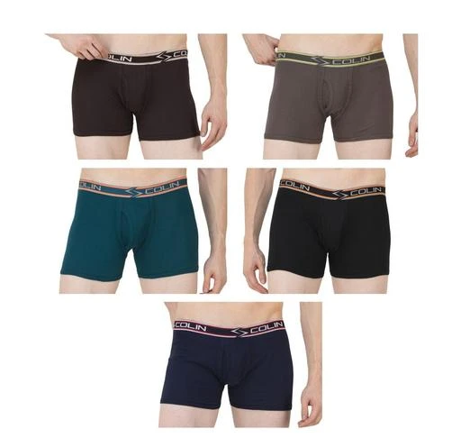 Checkout this latest Trunks
Product Name: *Colin Men's Cotton Boxer Solid Briefs Trunks, Pack of 5*
Fabric: Cotton
Pattern: Solid
Net Quantity (N): 5
We Colin are pioneers in the innerwear segment as we are manufacturing since 1968. Our quality has an assurance of durability and our standards can be measured by the use of our products. We understand the worth of our customer's money and we strive to make continuous improvements to deliver the best of products.
Sizes: 
32 (Waist Size: 32 in, Length Size: 13 in) 
34 (Waist Size: 34 in, Length Size: 13 in) 
36 (Waist Size: 36 in, Length Size: 14 in) 
38 (Waist Size: 38 in, Length Size: 14 in) 
40 (Waist Size: 40 in, Length Size: 15 in) 
Country of Origin: India
Easy Returns Available In Case Of Any Issue


SKU: COL-MEN-5PCK-RIB-TRUNK
Supplier Name: R.D. KNITWEAR

Code: 136-53206877-999

Catalog Name: Modern Men Trunks
CatalogID_13492251
M06-C19-SC1216