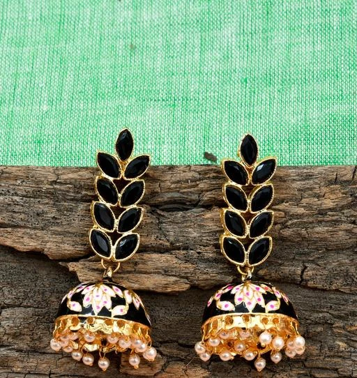 Stunning India Traditional Style Enamel With Beads Earrings