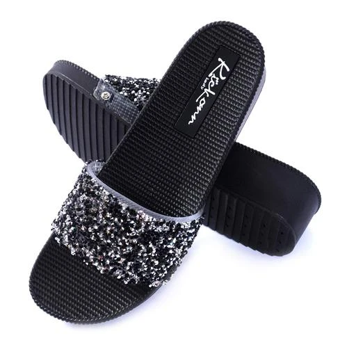 Checkout this latest Flats
Product Name: *Flats-Latest Attractive Women new-Sliders-New Trendy Women And Girls Flat Slippers For Casual Look In Slide-kickonn-womenslippers-Girls-Slippers Slippers for Women, PCU Material Womens Slippers, House Slippers, Womens Slides*
Material: PVC
Sole Material: Rubber
Pattern: Perforations
Fastening & Back Detail: Slip-On
Sizes: 
IND-3 (Foot Length Size: 10.3 cm, Foot Width Size: 10.3 cm) 
IND-4, IND-5
Country of Origin: India
Easy Returns Available In Case Of Any Issue


SKU: Black-1606-4
Supplier Name: RADHEY RADHEY EMPORIUM

Code: 153-53670514-996

Catalog Name: Voguish Women Flats
CatalogID_13642619
M09-C30-SC1071