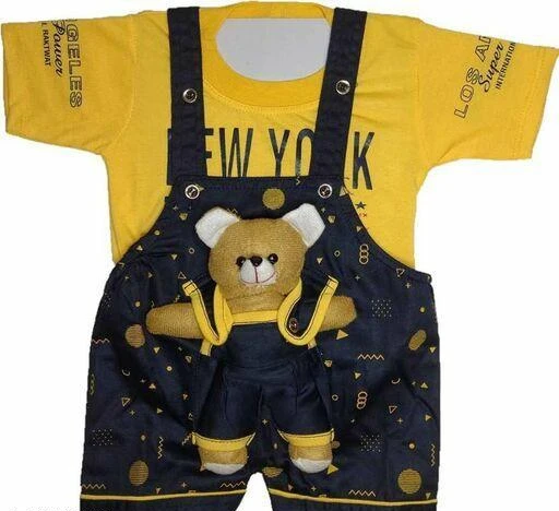 Checkout this latest Dungarees
Product Name: *Boys Yellow Cotton Dungarees Pack Of 1*
Fabric: Cotton
Pattern: Printed
Net Quantity (N): Single
This beautiful baby dress and dungaree set is by DreamBuy
