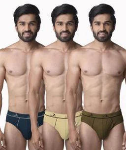 Men Ice Silk Lycra Underwear - Multicolor (Pack of 3) Briefs
