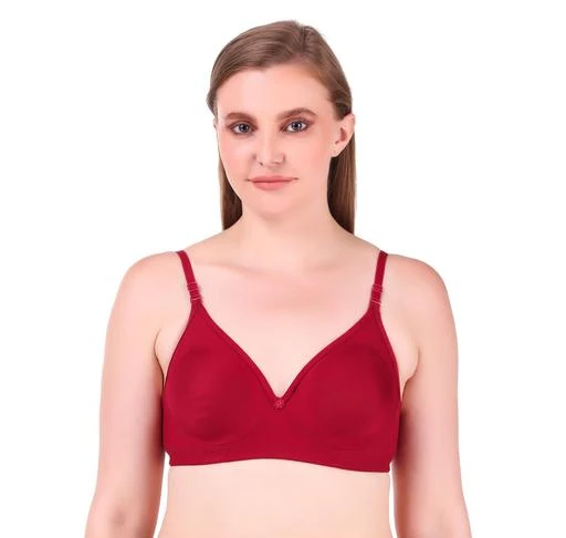  Cutons Women Non Padded Bra Maroon With Extra Transparent Straps