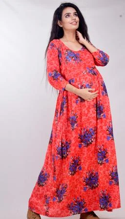 CEE 18 Women's Cotton Rayon Straight Maternity Breastfeeding Kurti