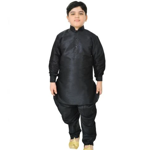 Checkout this latest Kurta Sets
Product Name: *SG YUVRAJ BLACK Kurta set For Boys*
Top Fabric: Silk Blend
Bottom Fabric: Silk Blend
Sleeve Length: Long Sleeves
Bottom Type: patiala
Top Pattern: Solid
Net Quantity (N): 1
Update your little boy wardrobe with the traditional Indian Kurta Patiyala Pajama with ethnic collection from SG YUVRAJ. This boys kurta Pajama set is not just stylish but also comfortable and that will make a perfect addition to their closet. Made from Raw silk fabric, this boys clothes comprises of a full sleeve Kurta and pair of Pajama that will make your little one look ready for an ethnic. Featuring Kurta has Solid pattern, mandarin collar andlong sleeves. We are a leading brand in Kids wear with wide range of Kids clothing which includes Kids ethnic wear,Kids Kurta Pajama,Kids sherwani and a lot more.
Sizes: 
2-3 Years (Chest Size: 26 in, Top Length Size: 22 in, Bottom Waist Size: 19 in, Bottom Hip Size: 26 in, Bottom Length Size: 21 in) 
3-4 Years (Chest Size: 27 in, Top Length Size: 23 in, Bottom Waist Size: 20 in, Bottom Hip Size: 27 in, Bottom Length Size: 22 in) 
4-5 Years (Chest Size: 28 in, Top Length Size: 24 in, Bottom Waist Size: 21 in, Bottom Hip Size: 28 in, Bottom Length Size: 23 in) 
5-6 Years (Chest Size: 30 in, Top Length Size: 26 in, Bottom Waist Size: 22 in, Bottom Hip Size: 30 in, Bottom Length Size: 25 in) 
6-7 Years (Chest Size: 31 in, Top Length Size: 27 in, Bottom Waist Size: 23 in, Bottom Hip Size: 32 in, Bottom Length Size: 27 in) 
7-8 Years (Chest Size: 33 in, Top Length Size: 28 in, Bottom Waist Size: 24 in, Bottom Hip Size: 33 in, Bottom Length Size: 29 in) 
8-9 Years (Chest Size: 34 in, Top Length Size: 31 in, Bottom Waist Size: 25 in, Bottom Hip Size: 34 in, Bottom Length Size: 31 in) 
9-10 Years (Chest Size: 36 in, Top Length Size: 32 in, Bottom Waist Size: 26 in, Bottom Hip Size: 36 in, Bottom Length Size: 33 in) 
10-11 Years (Chest Size: 38 in, Top Length Size: 33 in, Bottom Waist Size: 27 in, Bottom Hip Size: 38 in, Bottom Length Size: 35 in) 
11-12 Years, 12-13 Years, 13-14 Years, 14-15 Years, 15-16 Years
Country of Origin: India
Easy Returns Available In Case Of Any Issue


SKU: KS-GD-178-BLACK
Supplier Name: SG YUVRAJ

Code: 847-54551706-9362

Catalog Name: Modern Elegant Kids Boys Kurta Sets
CatalogID_13916764
M10-C32-SC1170