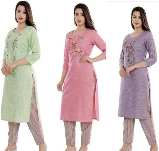 Checkout this latest Kurta Sets
Product Name: *Adrika Attractive Women Kurta Sets*
Kurta Fabric: Cotton
Bottomwear Fabric: Cotton
Fabric: Cotton
Sleeve Length: Three-Quarter Sleeves
Set Type: Kurta With Bottomwear
Bottom Type: Pants
Pattern: Embroidered
Net Quantity (N): Single
Sizes:
XS (Bust Size: 34 in, Shoulder Size: 13.5 in, Kurta Waist Size: 32 in, Kurta Hip Size: 40 in, Kurta Length Size: 44 in) 
S (Bust Size: 36 in, Shoulder Size: 14 in, Kurta Waist Size: 34 in, Kurta Hip Size: 42 in, Kurta Length Size: 44 in) 
M (Bust Size: 38 in, Shoulder Size: 14.5 in, Kurta Waist Size: 36 in, Kurta Hip Size: 44 in, Kurta Length Size: 44 in) 
L (Bust Size: 40 in, Shoulder Size: 15 in, Kurta Waist Size: 38 in, Kurta Hip Size: 46 in, Kurta Length Size: 44 in) 
XL (Bust Size: 42 in, Shoulder Size: 15.5 in, Kurta Waist Size: 40 in, Kurta Hip Size: 48 in, Kurta Length Size: 44 in) 
XXL (Bust Size: 44 in, Shoulder Size: 16 in, Kurta Waist Size: 42 in, Kurta Hip Size: 50 in, Kurta Length Size: 44 in) 
green,pink and puple colour pure cotton kurti set
Country of Origin: India
Easy Returns Available In Case Of Any Issue


SKU: green,pink and puple colour pure cotton kurti set
Supplier Name: JAIPURIYA KURTI

Code: 2311-54555908-9995

Catalog Name: Adrika Attractive Women Kurta Sets
CatalogID_13918129
M03-C04-SC1003