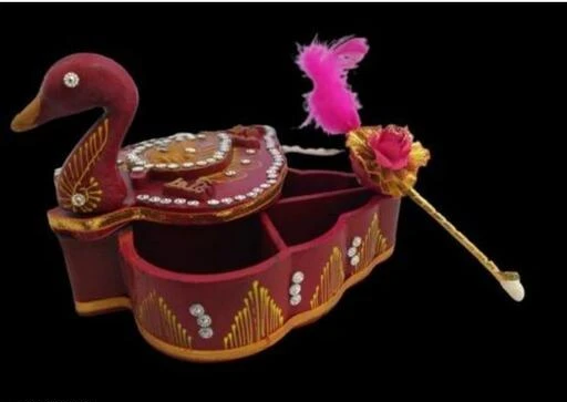 Checkout this latest Pooja Samagri
Product Name: *Designer Red Peacock Style Choprara*
Net Quantity (N): Pack of 1
Unique Pooja Samagri-  Wooden Red embossed meenakari Kundan studded Roli Chopra in Peacock Shape, elegantly shaped in red color traditional spiritual decorative showpiece item handmade.   These Kumkum Box Are Safe To Use And Long Lasting. A Must Buy Product For Puja, Marriages, And Other Festival Celebrations.   It has a Swastik design over Chopra. This beautiful piece offered by us is manufactured from high-quality wood with beautiful hand painting and Kundan work, which offer a very stylish and appealing look.   This Box has four sections where you can easily arrange Kumkum, Haldi, Chawal. Made From Premium Quality Material.
Country of Origin: India
Easy Returns Available In Case Of Any Issue


SKU: Designer Red Peacock Style Choprara
Supplier Name: StyleRevolver

Code: 681-54748718-992

Catalog Name: pooja samagri
CatalogID_13979628
M08-C25-SC1315